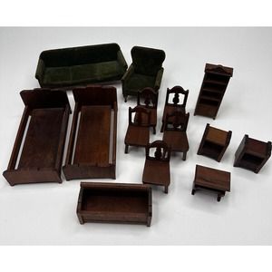 Strombecker Vintage Dollhouse Furniture Living room Wood Bedroom